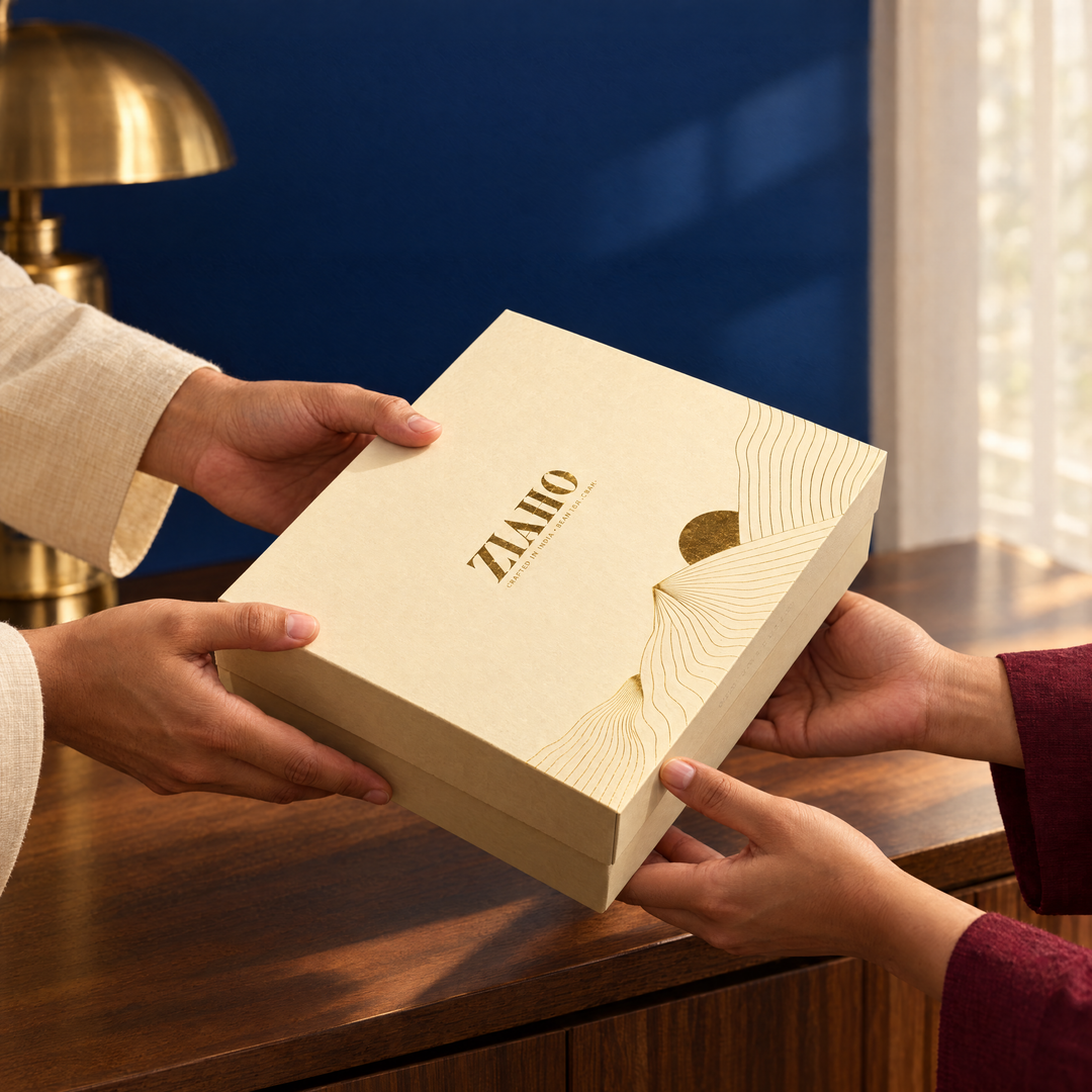 The Medal Selection: Lifestyle photograph of the gift being exchanged